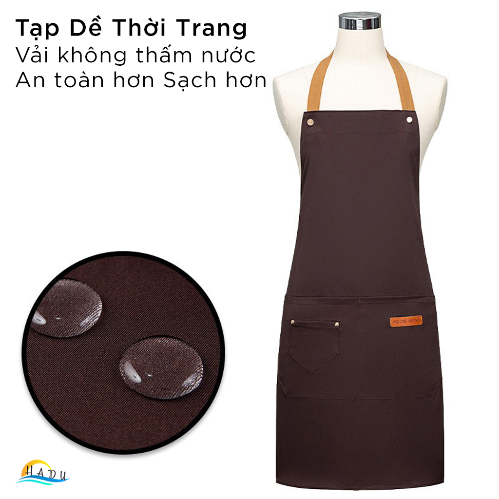 Tạp Dề Nấu Ăn Chống Thấm HADU, Có Nhiều Túi, Dây Đeo Điều Chỉnh, Nhiều Màu