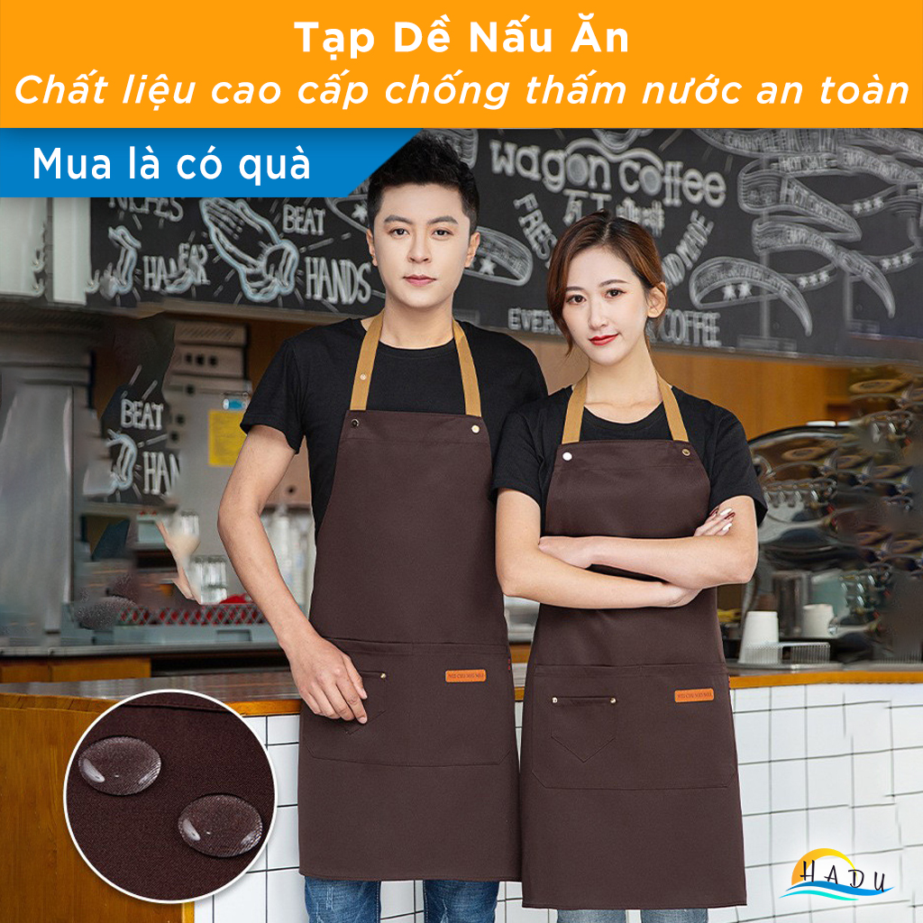 Tạp Dề Nấu Ăn Chống Thấm HADU, Có Nhiều Túi, Dây Đeo Điều Chỉnh, Nhiều Màu