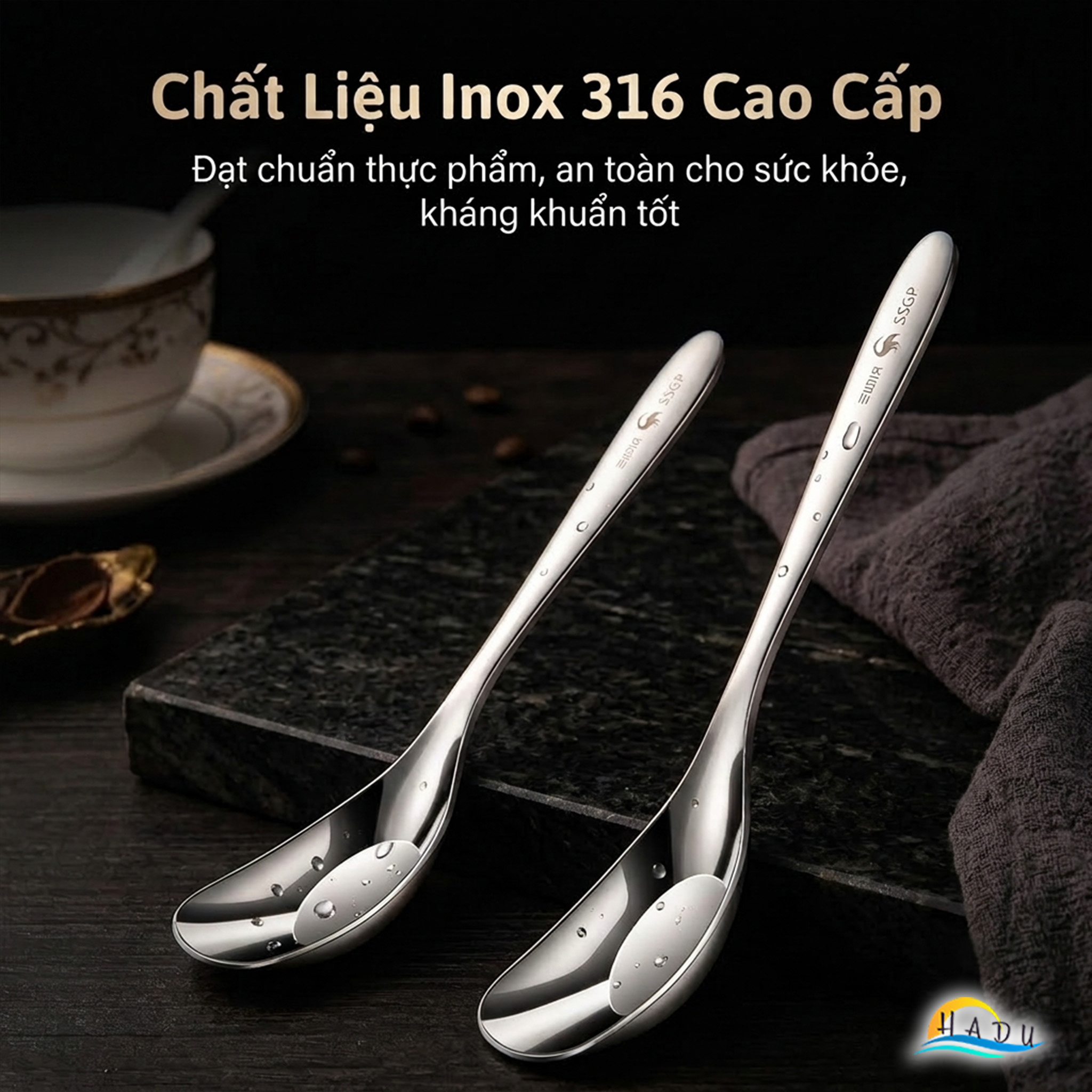 Thìa Phục Vụ Đa Năng SSGP, Inox 316L, Đầu Sâu, Kháng Khuẩn, Đạt Chất Lượng LFGB Đức