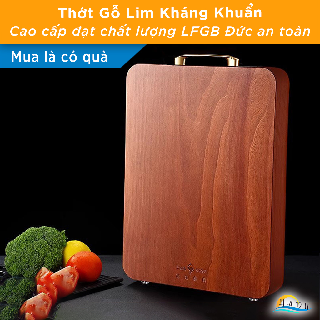 Thớt Gỗ Lim Đỏ SSGP Kiểu Nhật, Chống Mốc, Kháng Khuẩn Tự Nhiên, Đạt Chất Lượng LFGB Đức