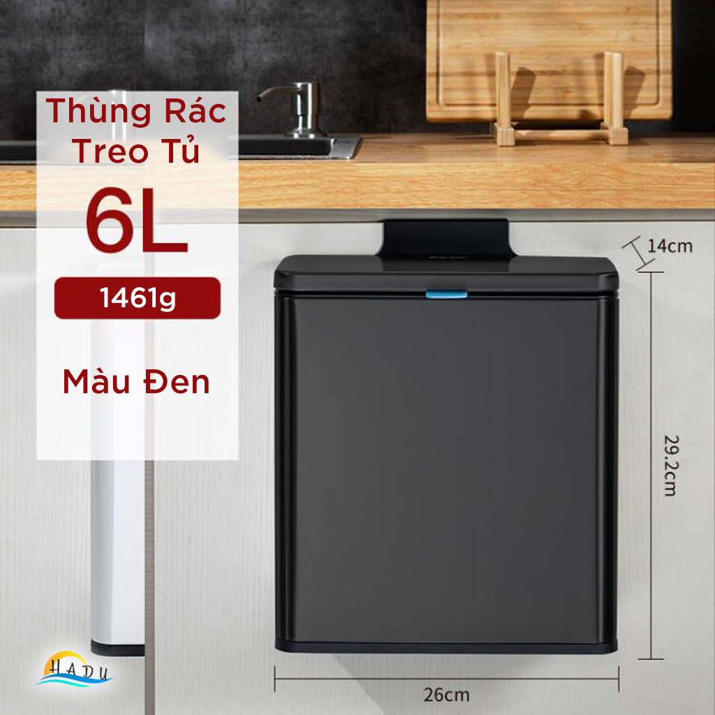 Thùng Rác Treo Tủ Bếp CCKO 3L 6L, Khử Mùi Than Hoạt Tính, Vỏ Inox, Nhiều Màu