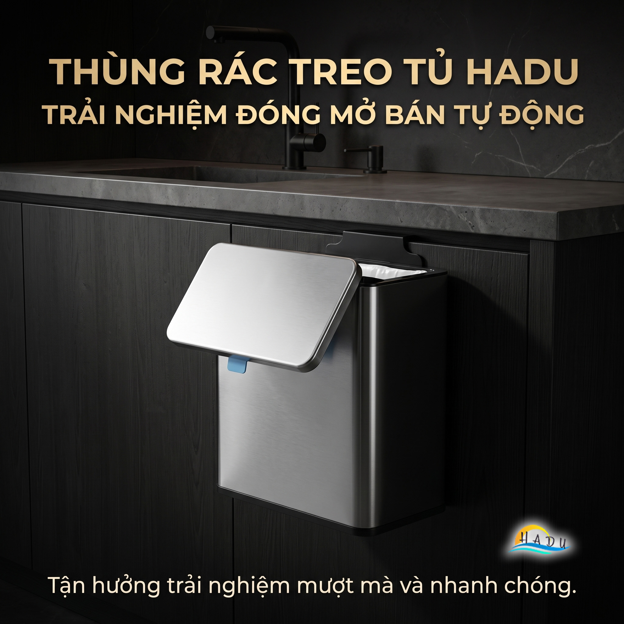 Thùng Rác Treo Tủ Bếp CCKO 3L 6L, Khử Mùi Than Hoạt Tính, Vỏ Inox, Nhiều Màu