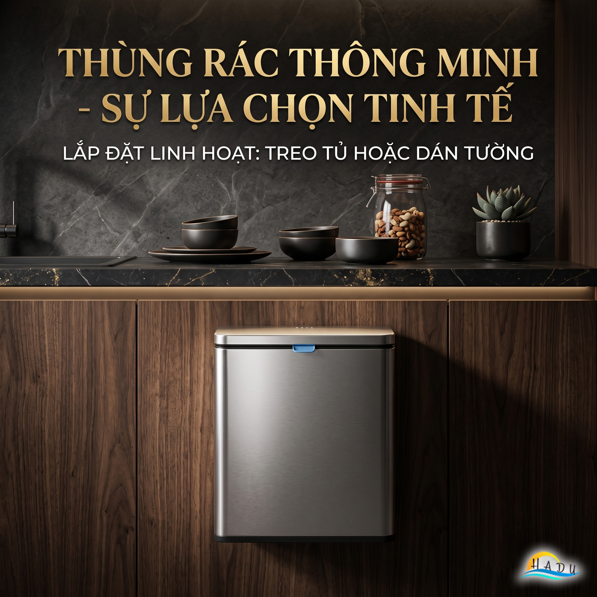 Thùng Rác Treo Tủ Bếp CCKO 3L 6L, Khử Mùi Than Hoạt Tính, Vỏ Inox, Nhiều Màu