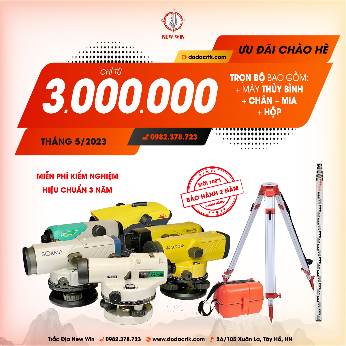 Ưu Đãi Bộ Máy Thủy Bình Mới Chỉ 3Tr