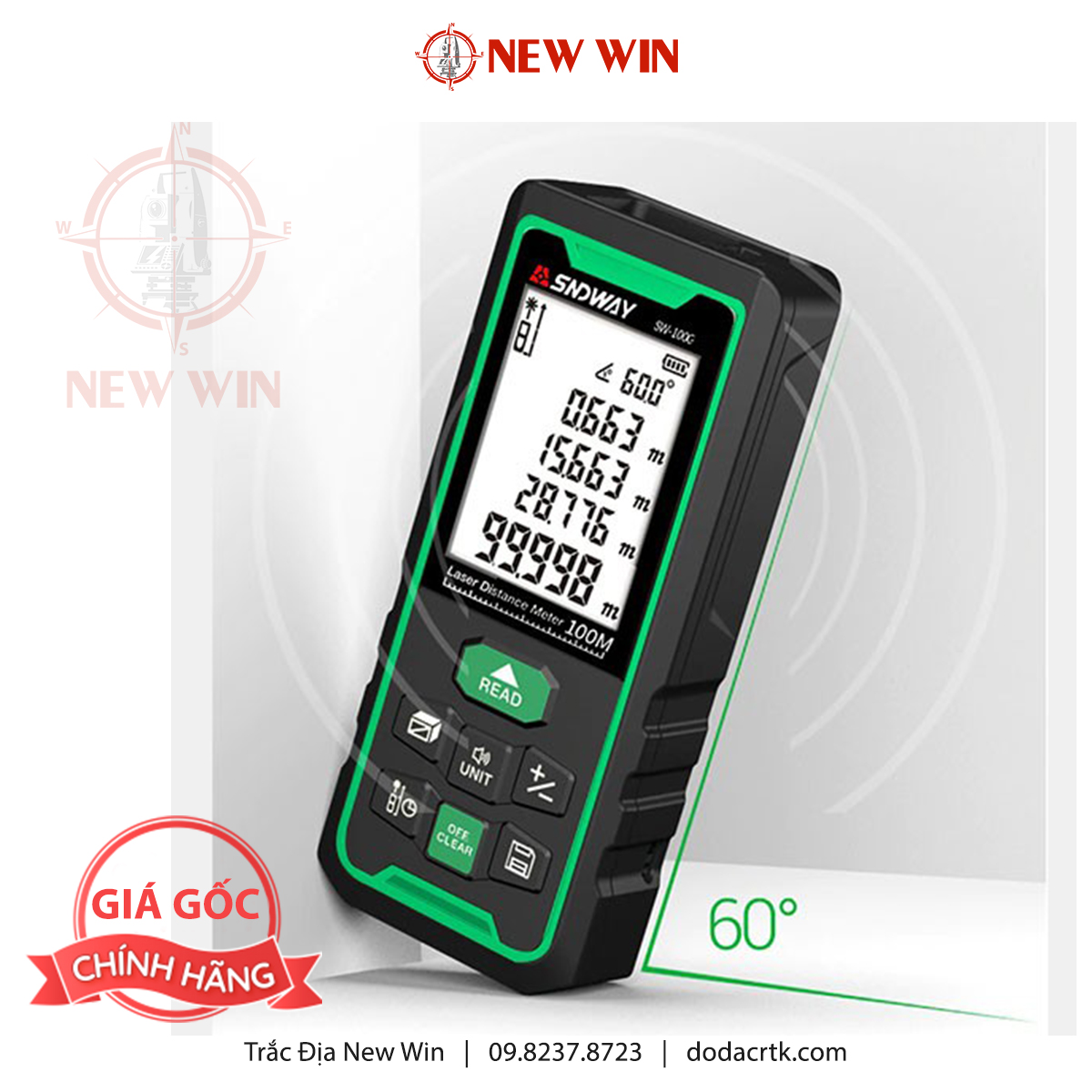 Máy đo khoảng cách laser tia xanh SNDWAY SW-100G
