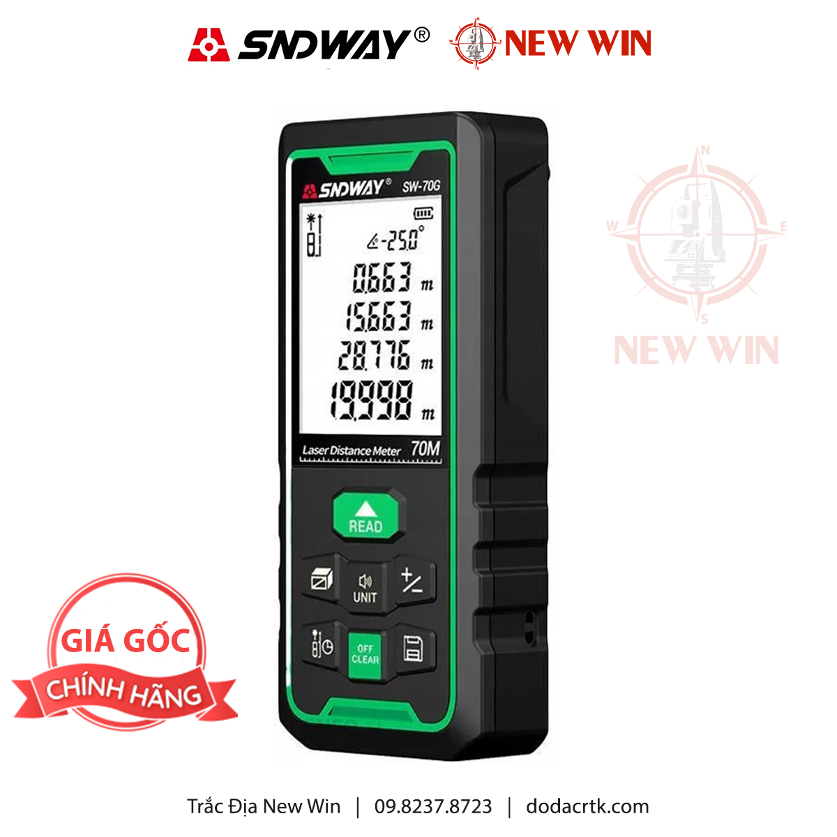 Máy đo khoảng cách laser tia xanh SNDWAY SW-70G