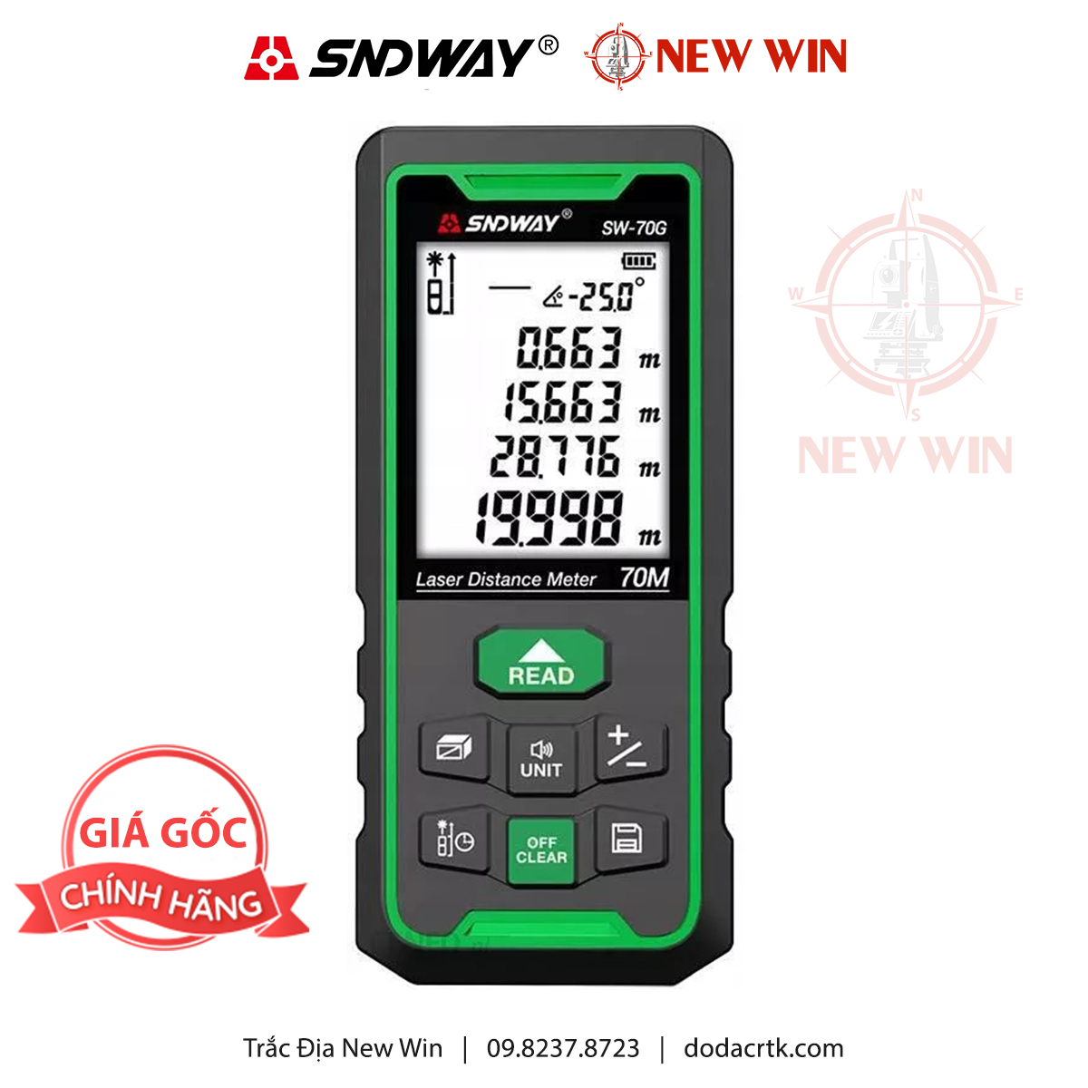 Máy đo khoảng cách laser tia xanh SNDWAY SW-70G