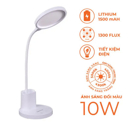 Đèn bàn LED 10W trắng, đổi màu, chỉnh as