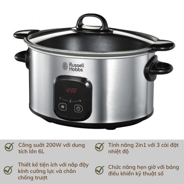 Nồi Nấu Chậm Russell Hobbs Maxi Cook 22750-56 200W 6L