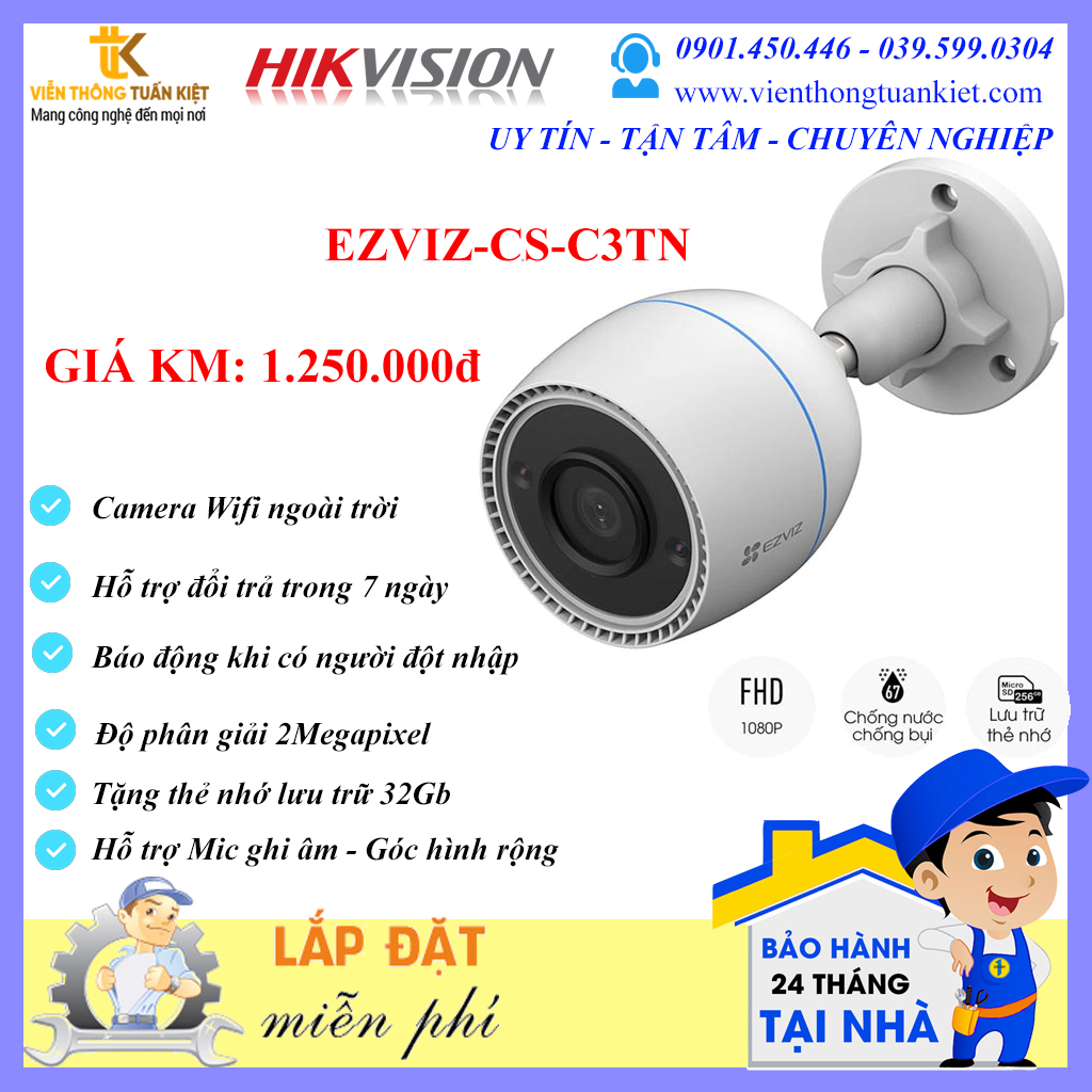 EZVIZ CS-C3TN ĐỘ PHÂN GIẢI FHĐ 1080P-HỖ TRỢ MIC GHI ÂM
