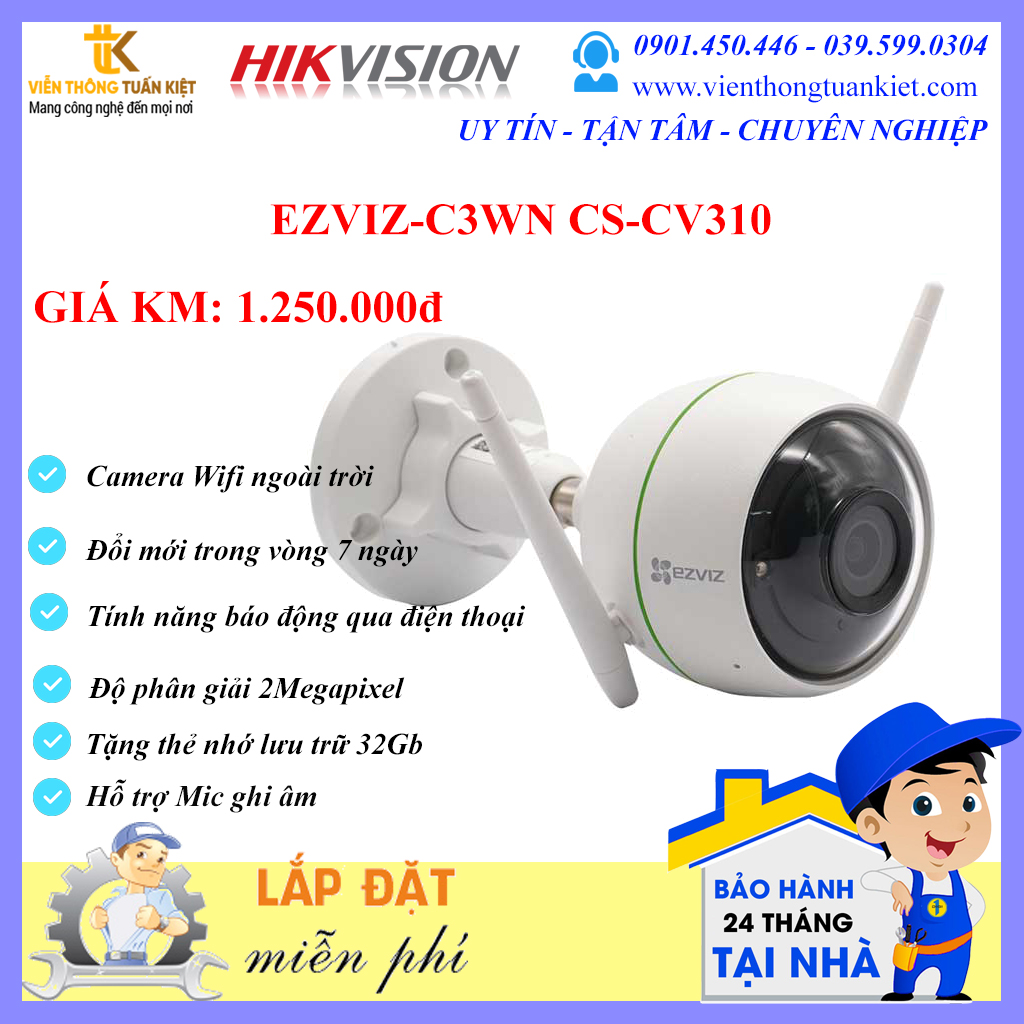 EZVIZ C3WN CS-CV310 FHĐ 1080P-HỖ TRỢ MIC GHI ÂM