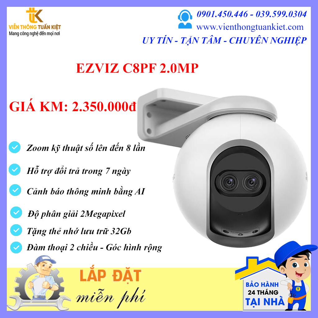 EZVIZ C8PF 1080P-ĐÀM THOẠI 2 CHIỀU-BÁO ĐỘNG THÔNG MINH