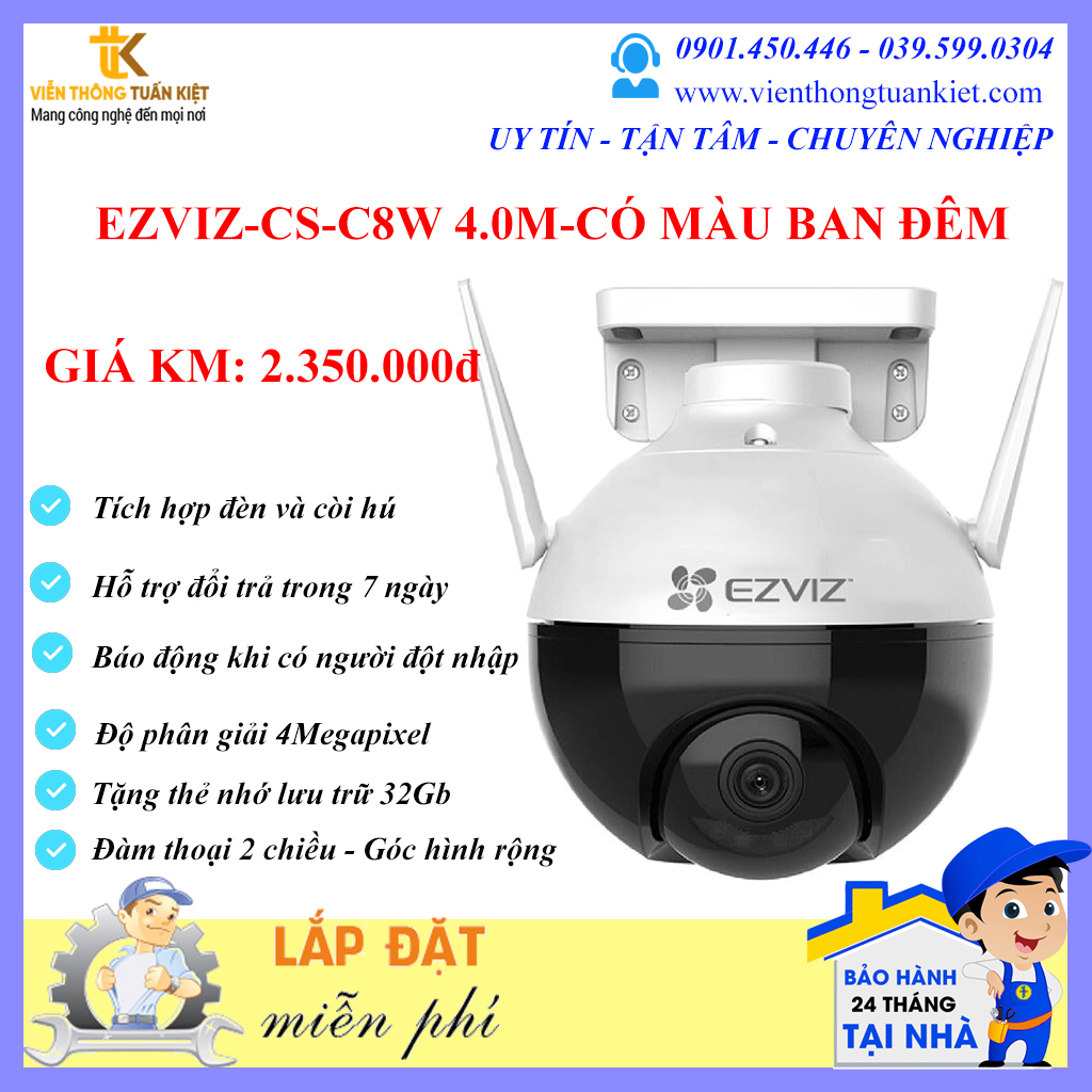 EZVIZ CS-C8W 4M-ĐÀM THOẠI 2 CHIỀU-CÓ MÀU BAN ĐÊM