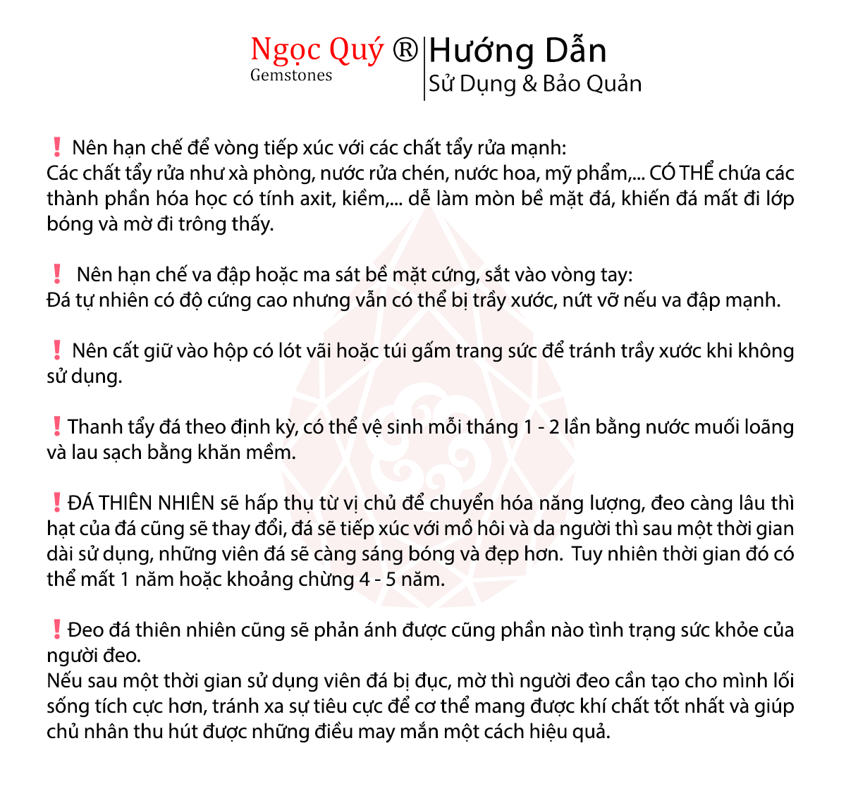 Hướng dẫn bảo quản vòng tay đá ngọc dạ minh châu