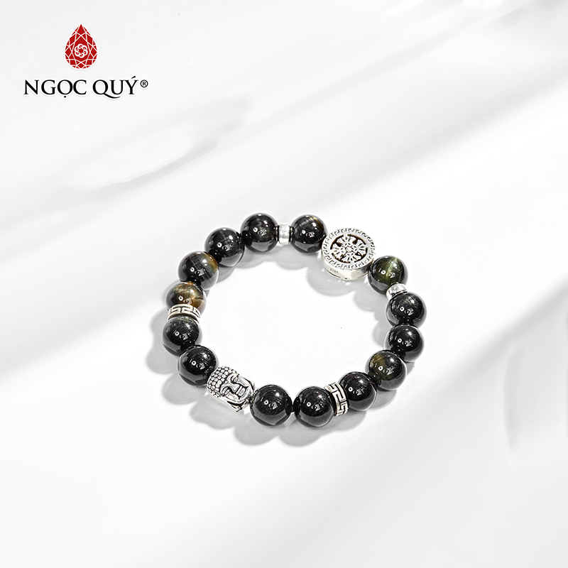 vòng tay đá mắt hổ xanh đen