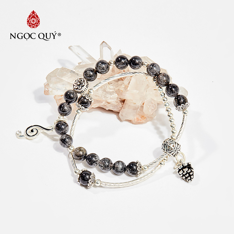 vòng tay đá thạch anh tóc đen