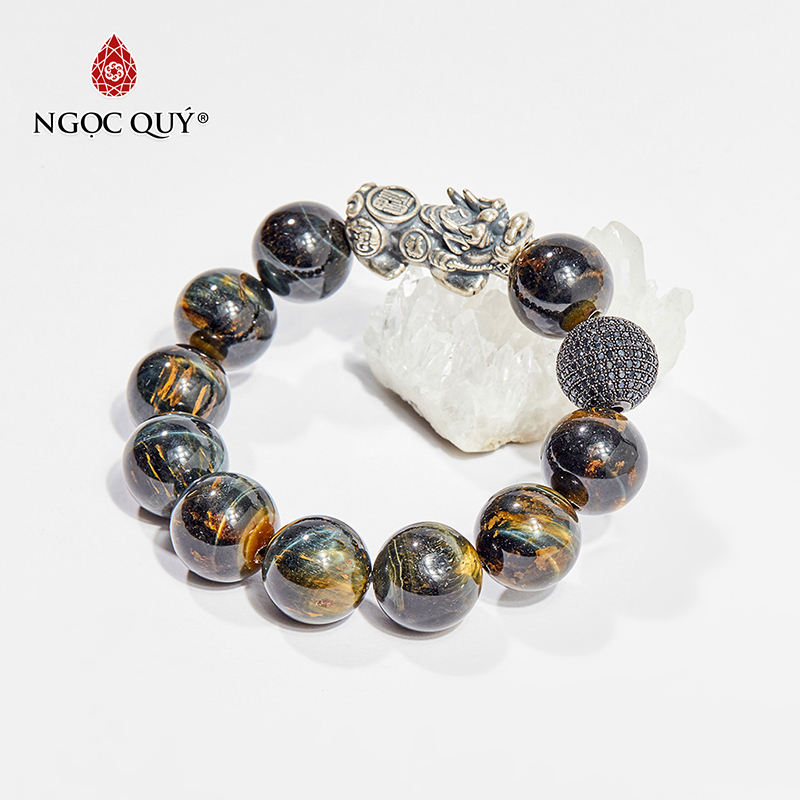 vòng tay đá mắt hổ xanh đen