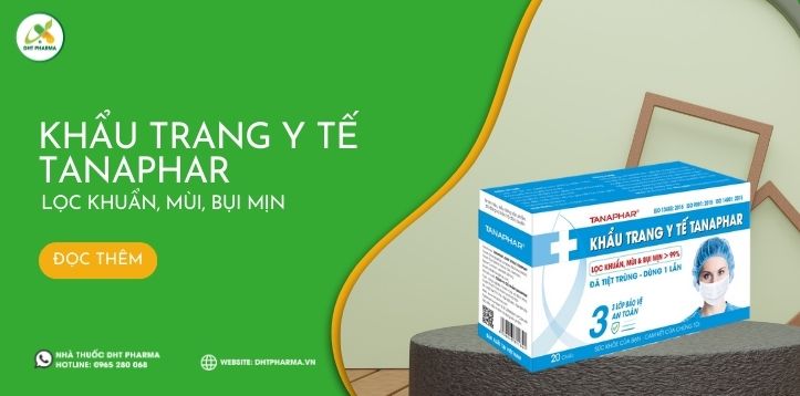 Khẩu trang Y tế Tanaphar 3 lớp- lọc khuẩn, mùi, bụi mịn