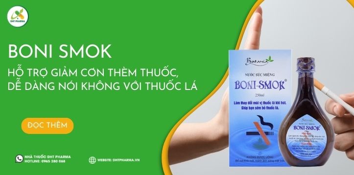 Boni Smok hỗ trợ giảm cơn thèm thuốc, giúp bạn dễ dàng nói không với thuốc lá