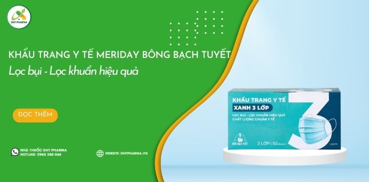 Khẩu trang y tế Meriday Bông Bạch Tuyết 3 lớp - Ngừa bụi, kháng khuẩn