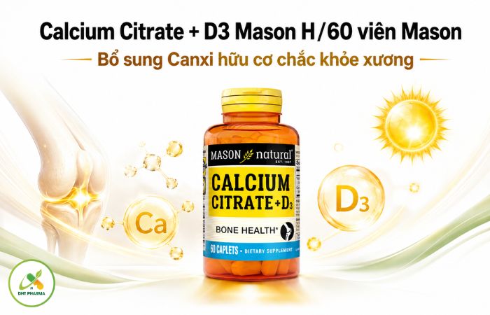 Calcium Citrate + D3 H/60 viên Mason