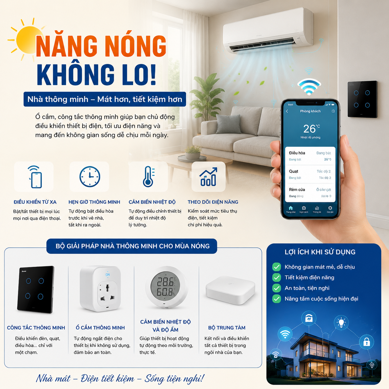 Giải Pháp Nhà Thông Minh Giúp Giảm Nắng Nóng, Tiết Kiệm Điện Và Bảo Vệ Sức Khoẻ Mùa Hè