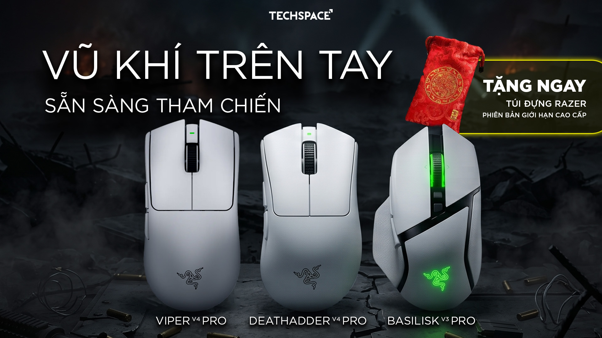 VŨ KHÍ TRÊN TAY - SẴN SÀNG THAM CHIẾN: SỞ HỮU CHUỘT RAZER ĐỈNH CAO, RINH NGAY QUÀ TẶNG GIỚI HẠN!
