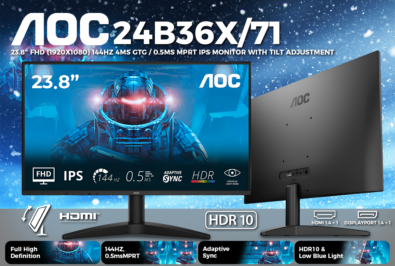 AOC 24B36X/71: Sự Cân Bằng Hoàn Hảo Giữa Giải Trí Mượt Mà Và Làm Việc Chuyên Nghiệp