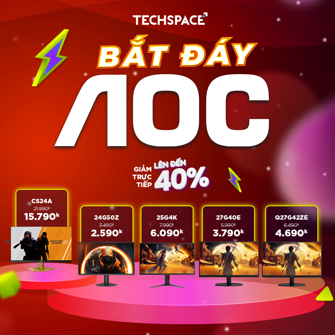 💥 Bão Sale Màn Hình AOC Tại TechSpace: Cơ Hội Vàng Nâng Cấp Góc Máy Với Mức Giá 