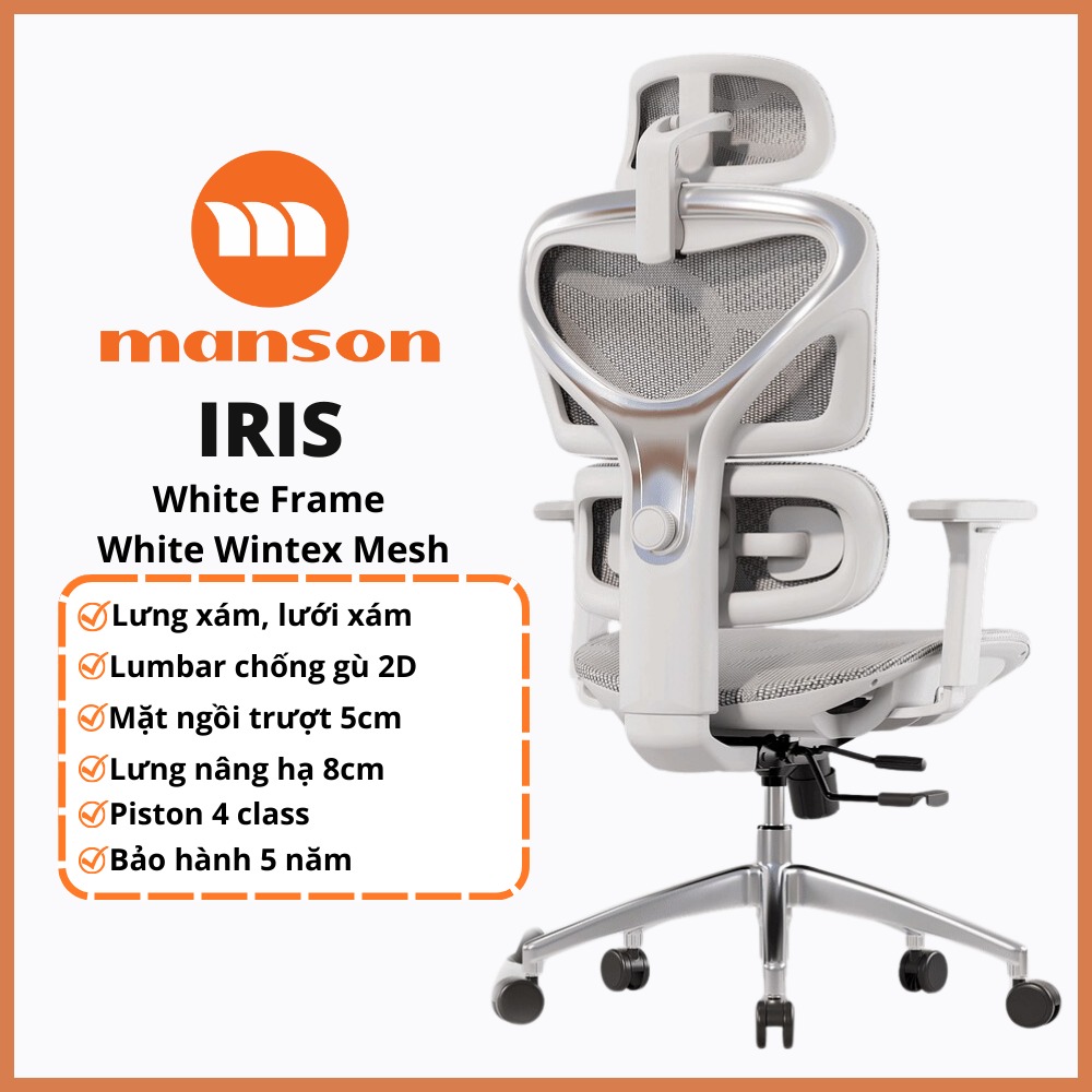 Ghế Công Thái Học Manson Iris – Lưới Wintex Trắng