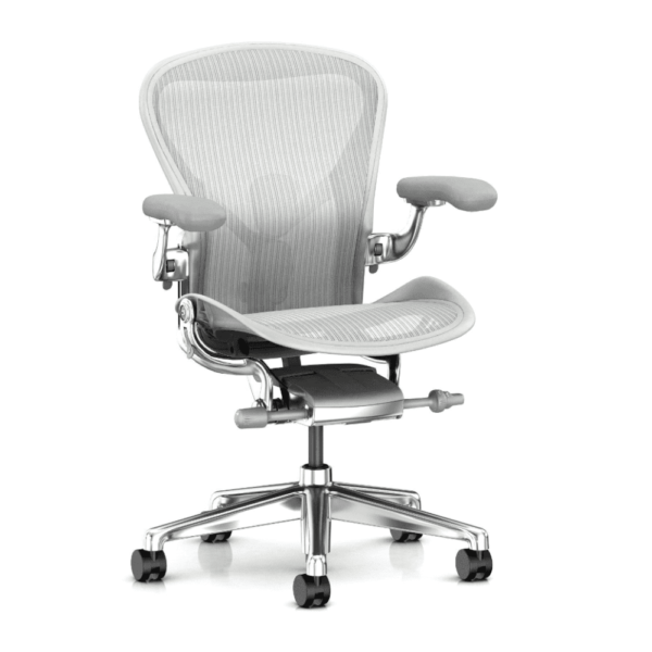 Ghế Herman Miller Aeron - Chân Nhôm, Khung Nhôm, Màu Mineral White (Trắng)