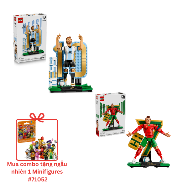 Mô Hình LEGO Combo Huyền Thoại Bóng Đá CR7 & M10 ( Tặng kèm minifigures #71052)
