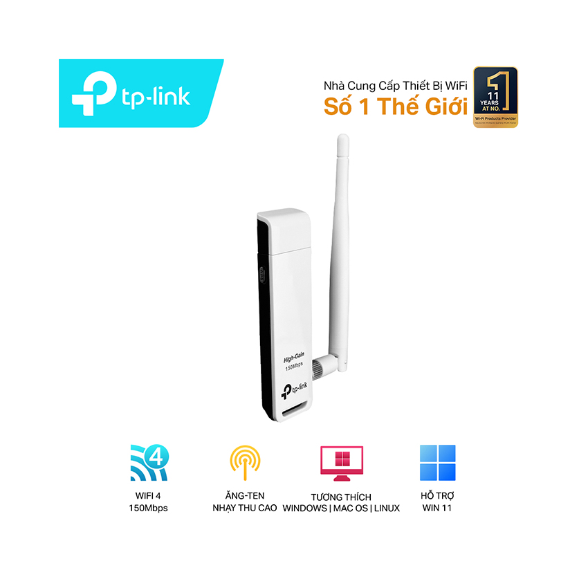 Bộ Chuyển Đổi Không Dây TP-Link TL-WN722N 150Mbps High Gain Wireless USB
