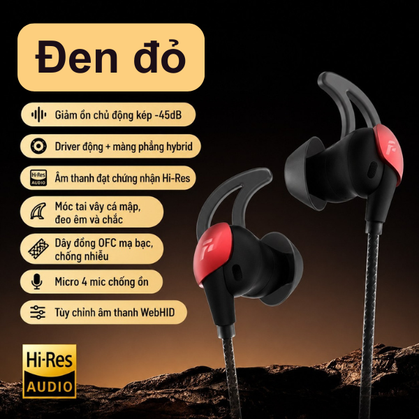 Tai nghe IEM có chống ồn chủ động Feaulle Rainbow (Trắng/Đen) - Type C/ Tích hợp DSP