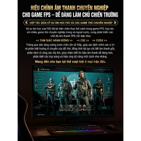 Tai nghe IEM có chống ồn chủ động Feaulle Rainbow (Trắng/Đen) - Type C/ Tích hợp DSP