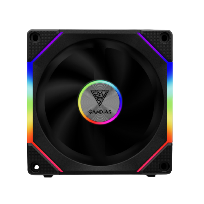 Fan GAMDIAS AEOLUS P2-1203 (Màu đen/Led vô cực/nối không dây/pack3)