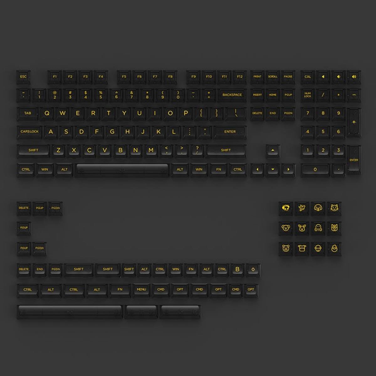 AKKO Keycap set – Black (PC / ASA-Clear profile / 155 nút)