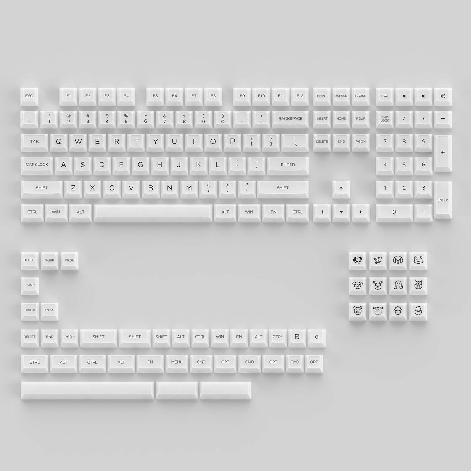 AKKO Keycap set – White (PC / ASA-Clear profile / 155 nút)