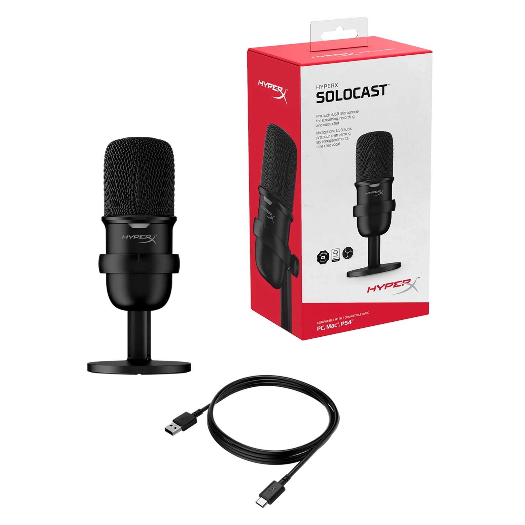 Mic thu âm HyperX SoloCast - USB Microphone (Đen)