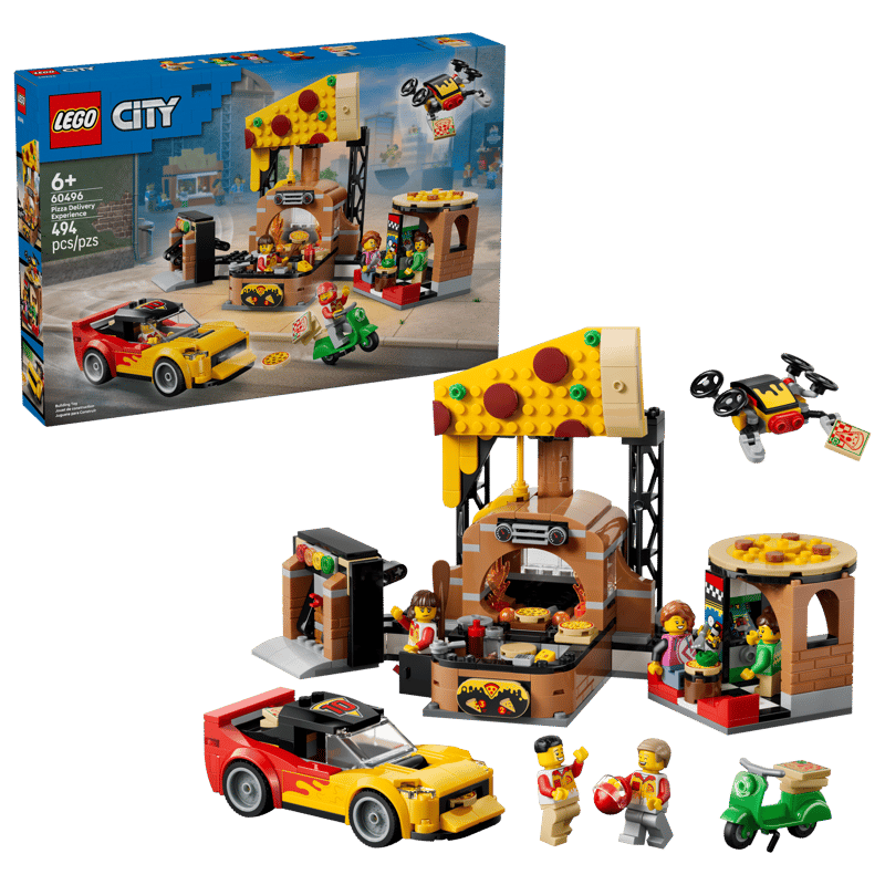 Bộ Mô Hình Quầy Bán Và Bộ Phương Tiện Giao Bánh Pizza LEGO CITY #60496