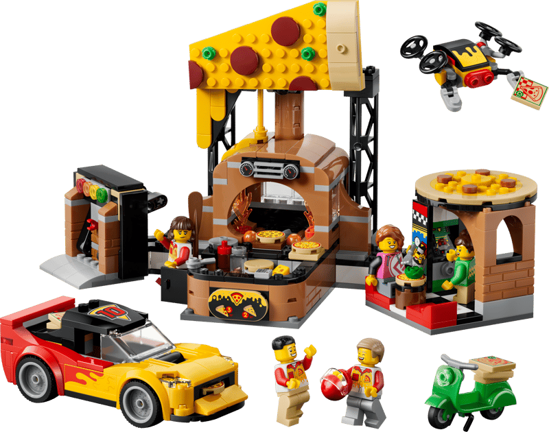 Bộ Mô Hình Quầy Bán Và Bộ Phương Tiện Giao Bánh Pizza LEGO CITY #60496