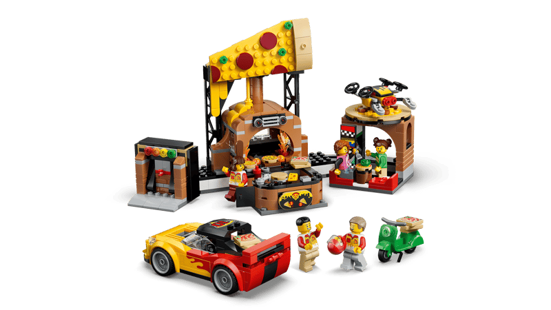 Bộ Mô Hình Quầy Bán Và Bộ Phương Tiện Giao Bánh Pizza LEGO CITY #60496