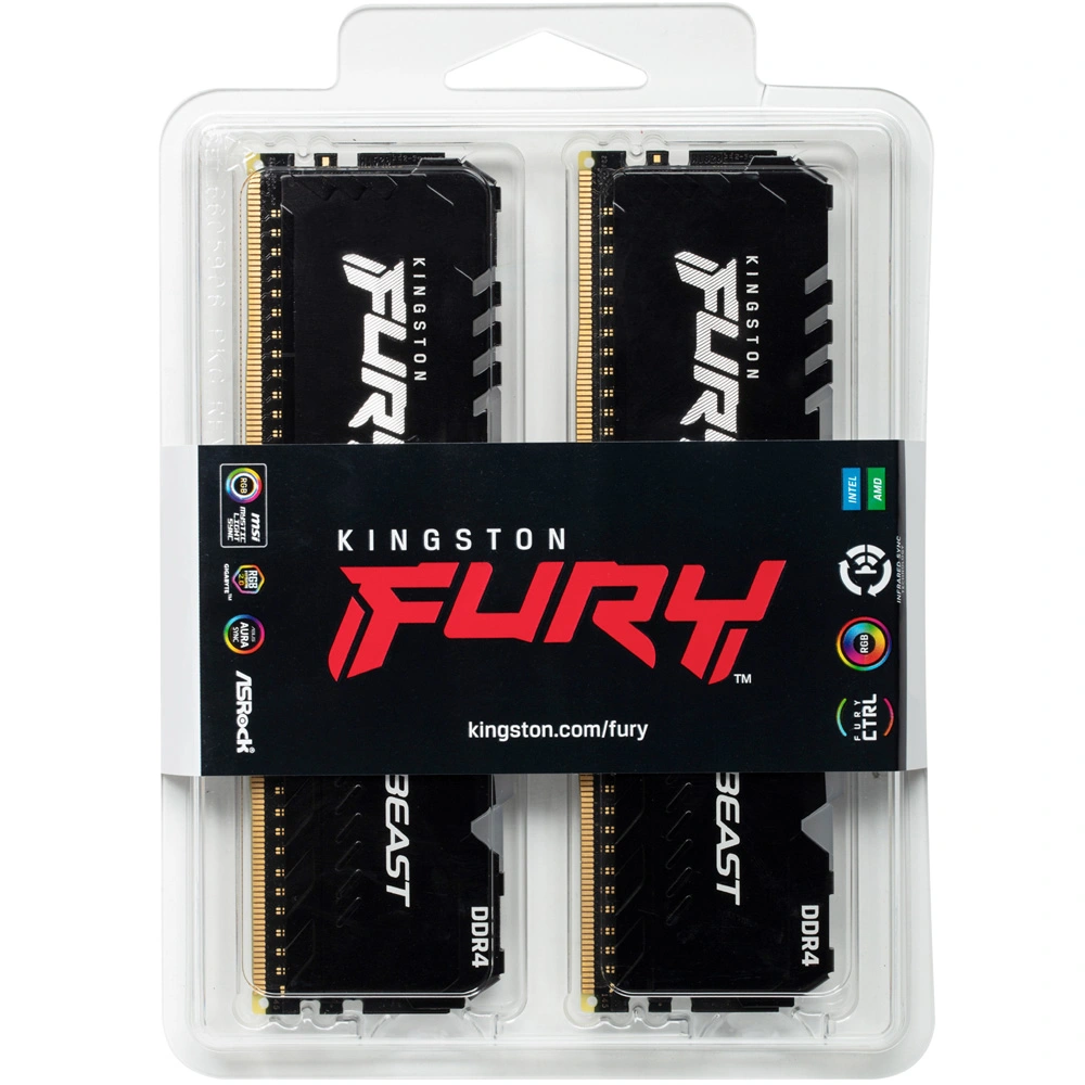 Ram Kingston FURY Beast RGB 32GB (2x16GB) DDR4 3200MHz