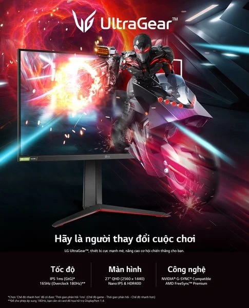 Màn hình Gaming LG 27GP850-B – Nano IPS – 2K – 180Hz – G-Sync