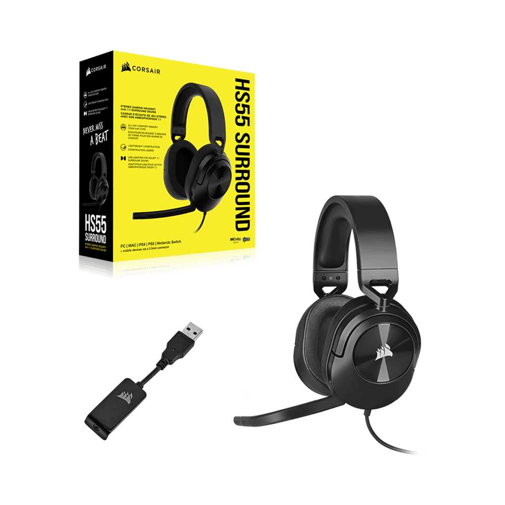 Tai nghe Corsair HS55 Surround (Trắng | Carbon)