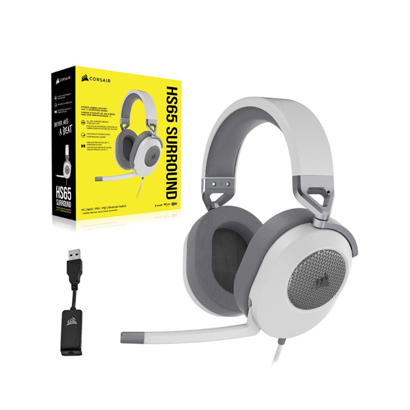 Tai nghe có dây Corsair HS65 Surround (Carbon | White)