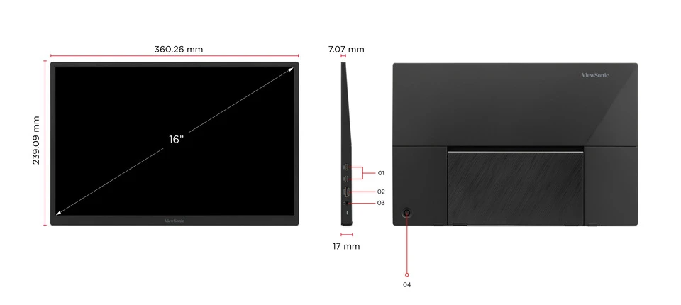 Màn hình cảm ứng di động ViewSonic TD1617A-2K
