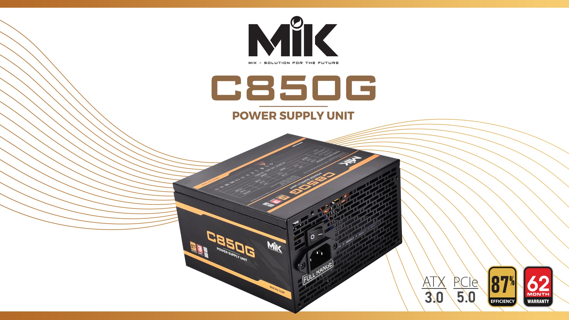 NGUỒN MIK C850G 80PLUS GOLD (ATX 3.0 - PCIE 5.0)