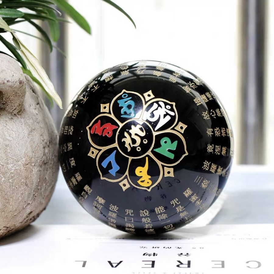 QUẢ CẦU OSIDIAN KHẮC BÁT NHÃ TÂM KINH