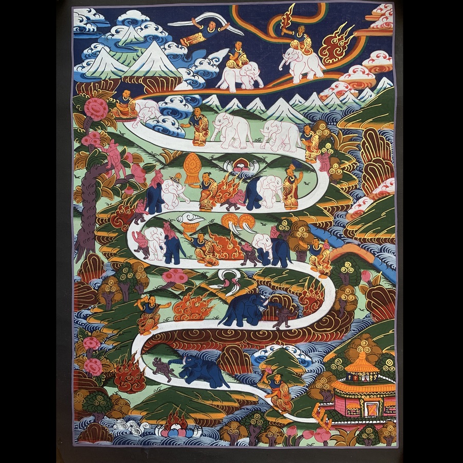 Tranh Thangka Con Đường Tu Thiền - Tranh Vẽ Tay Tranh Thangka Con Đường Tu Thiền - Tranh Vẽ Tay